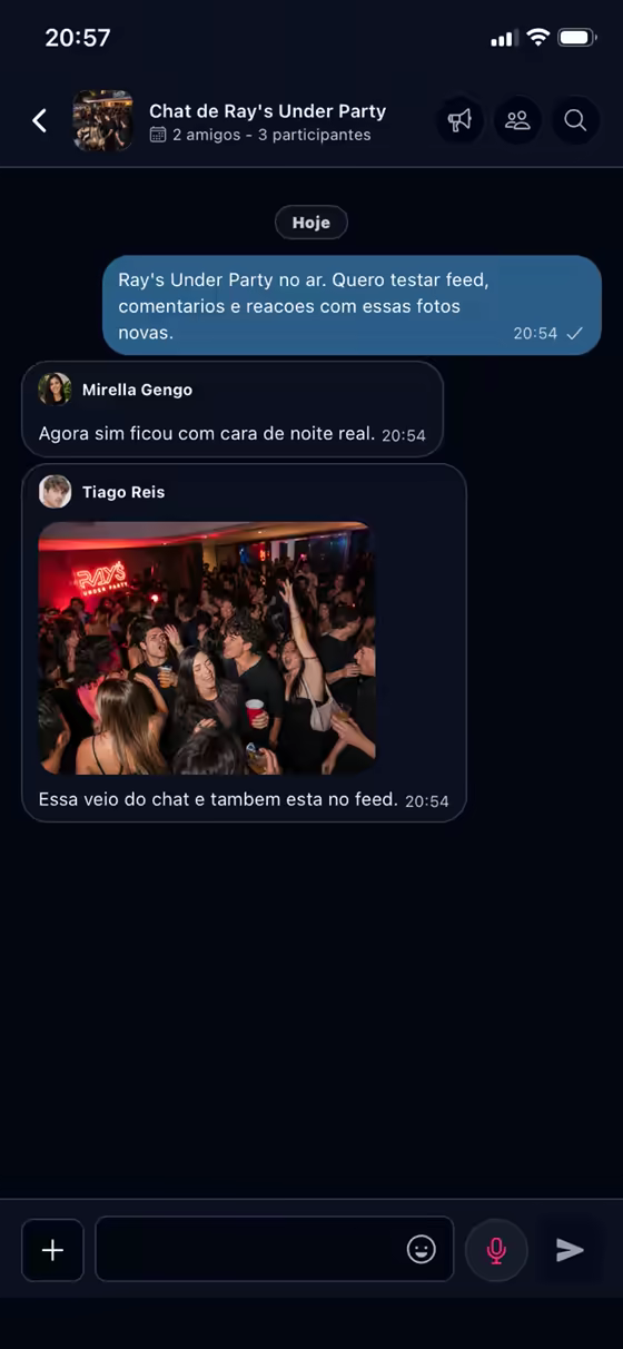Tela mobile de uma conversa no Gallery